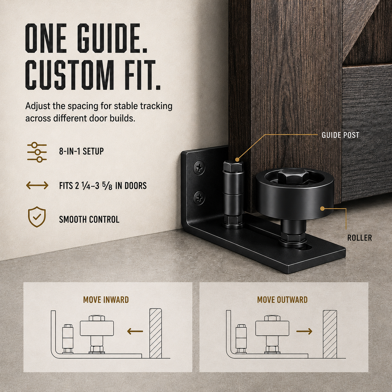 🔧 Adjustable Heavy-Duty Barn Door Floor Guide – Wall Mount Sliding Door Bottom Roller