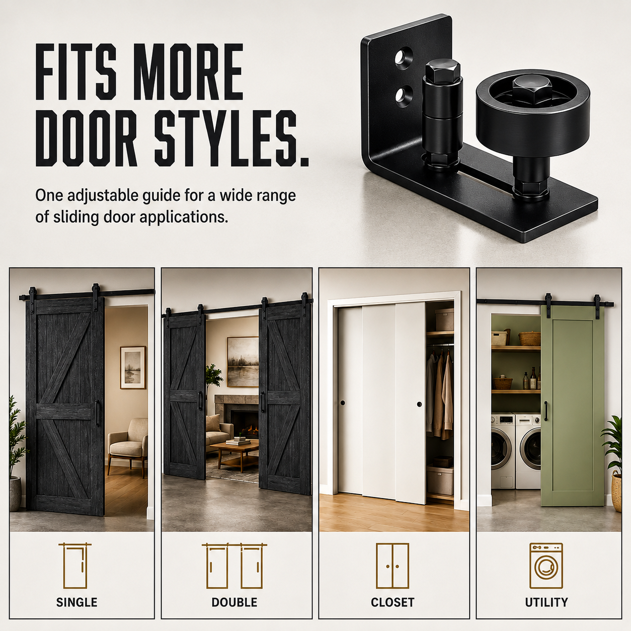 🔧 Adjustable Heavy-Duty Barn Door Floor Guide – Wall Mount Sliding Door Bottom Roller