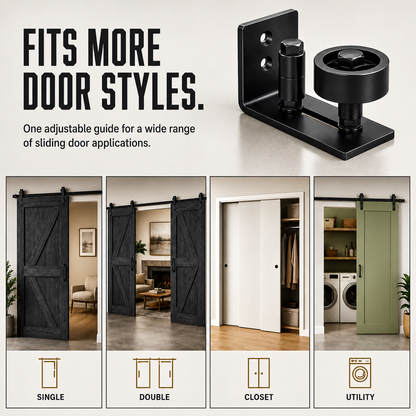 🔧 Adjustable Heavy-Duty Barn Door Floor Guide – Wall Mount Sliding Door Bottom Roller