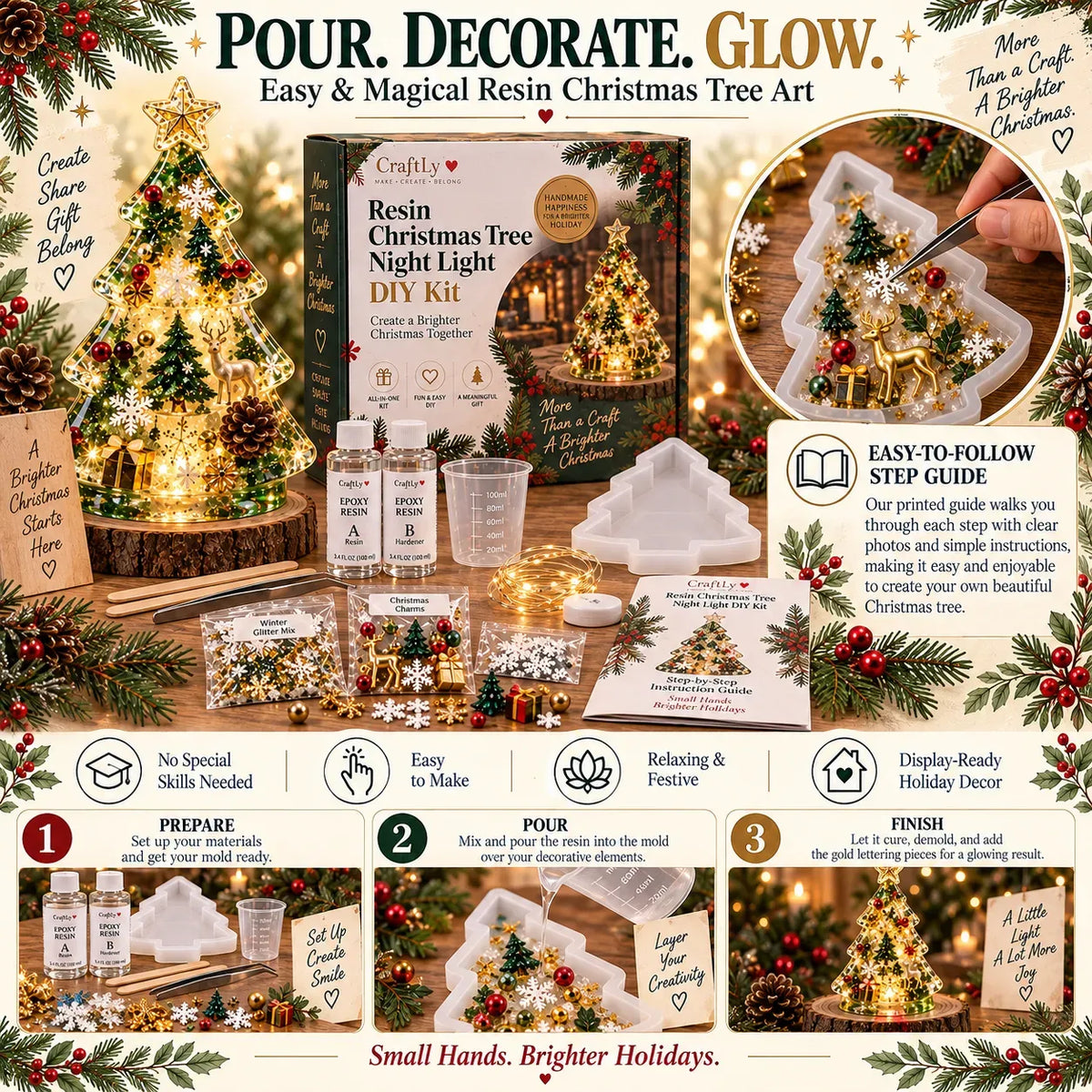 🎄 Resin Christmas Glow Kit™ | DIY Tree Night Light ✨