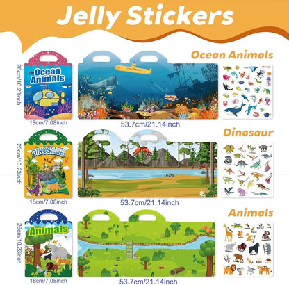 🧠📚 Reusable Silicone Sticker Activity Book for Toddlers 2–5🦖🎨