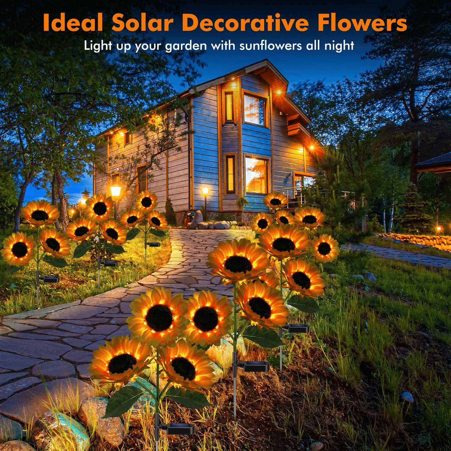 🌻 Solar Powered Sunflower Garden Lights – 2 Pack