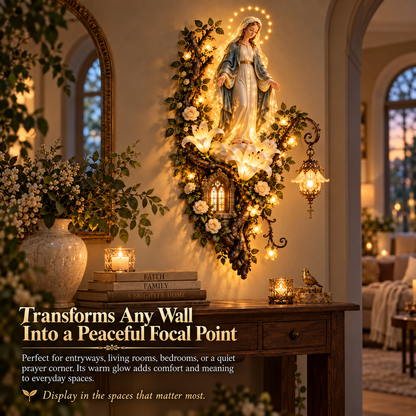 🙏✨ Blessed Mother Wall Light – A Warm Glow of Faith & Grace