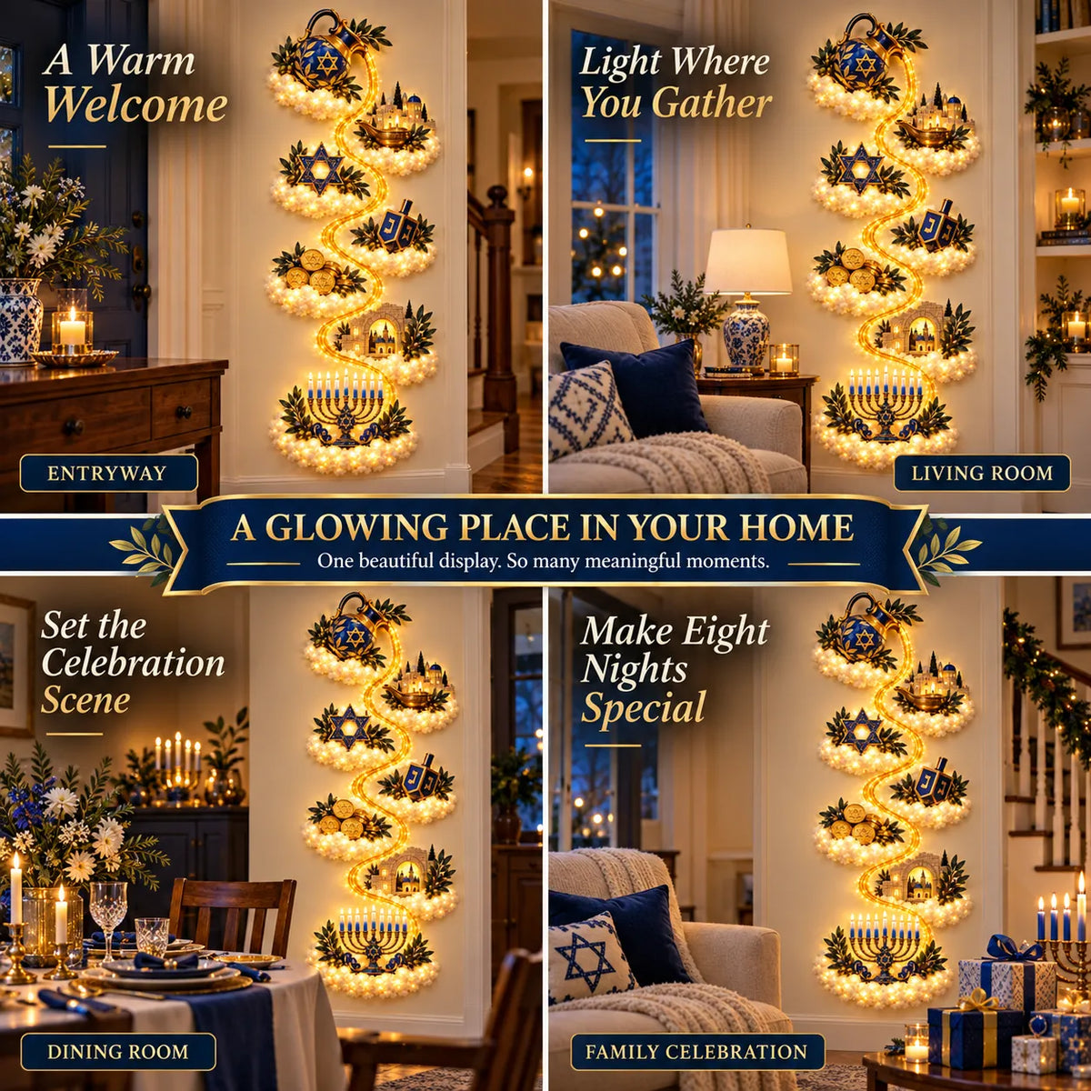 🕎 Eight Nights Aglow | Hanukkah Wall Light Collection ✨