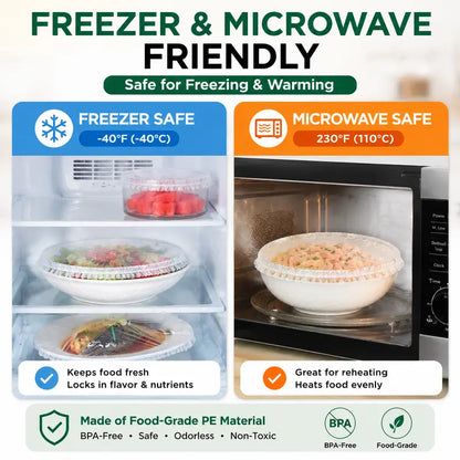 🥗 🥗 100PCS Ultra Stretch Food Covers | Keep Every Meal Fresh Longer🥡