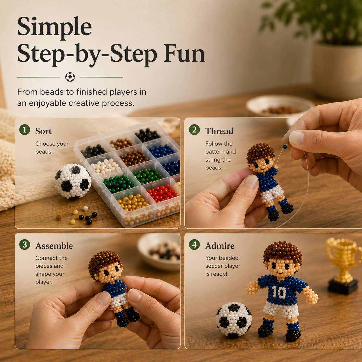 🔥LAST DAY 50% OFF⚽ Soccer Fan Beaded Craft Kit |Build Your Dream Team