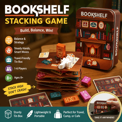 📚🎲Bookshelf Balance Stacking Game in Travel Tin