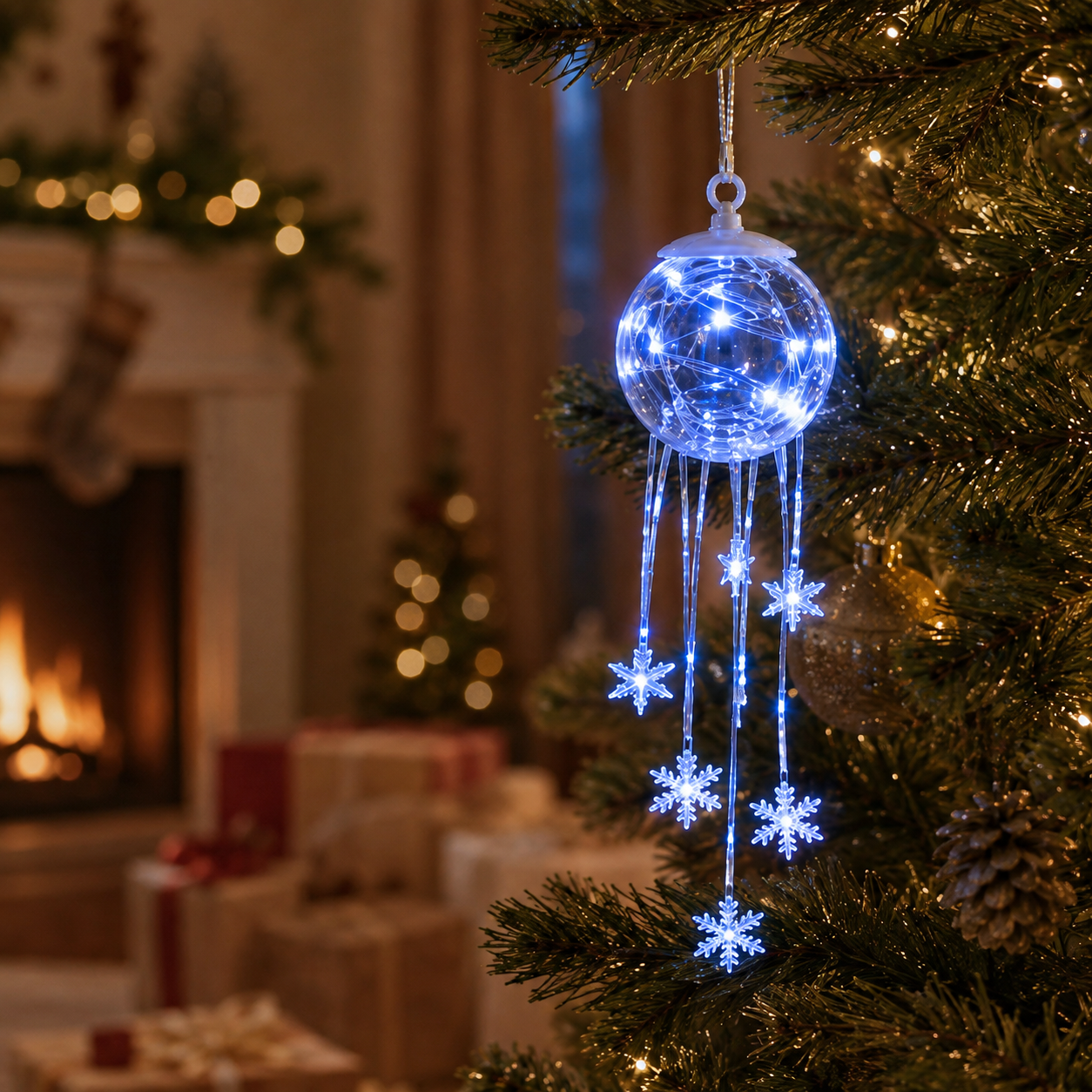 Winter Magic Snowflake Cascade™ – LED Hanging Christmas Ornament❄️