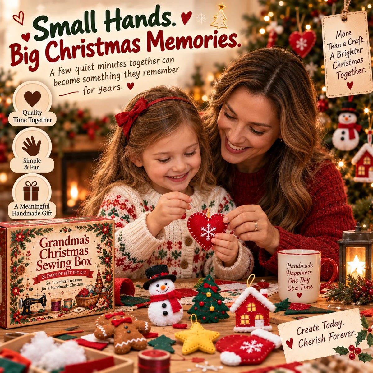 🔥LAST DAY 50% OFF 🎄🧵 24 Days of Christmas Stitching | Felt Ornament Craft Kit