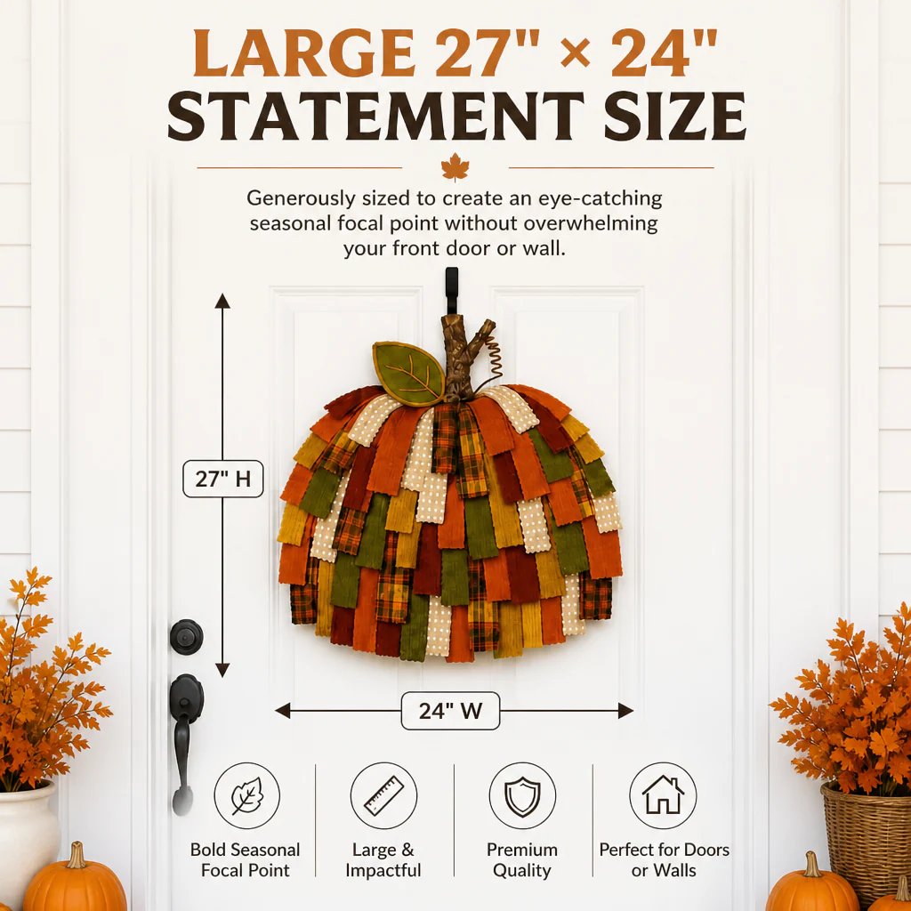 🎃Handmade Patchwork Pumpkin Door Hanger for Fall & Thanksgiving Decor🍂