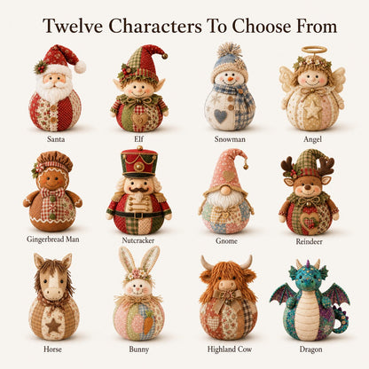 DIY Patchwork Christmas Character Doll Kit – Handmade Holiday Fabric Craft Decoration