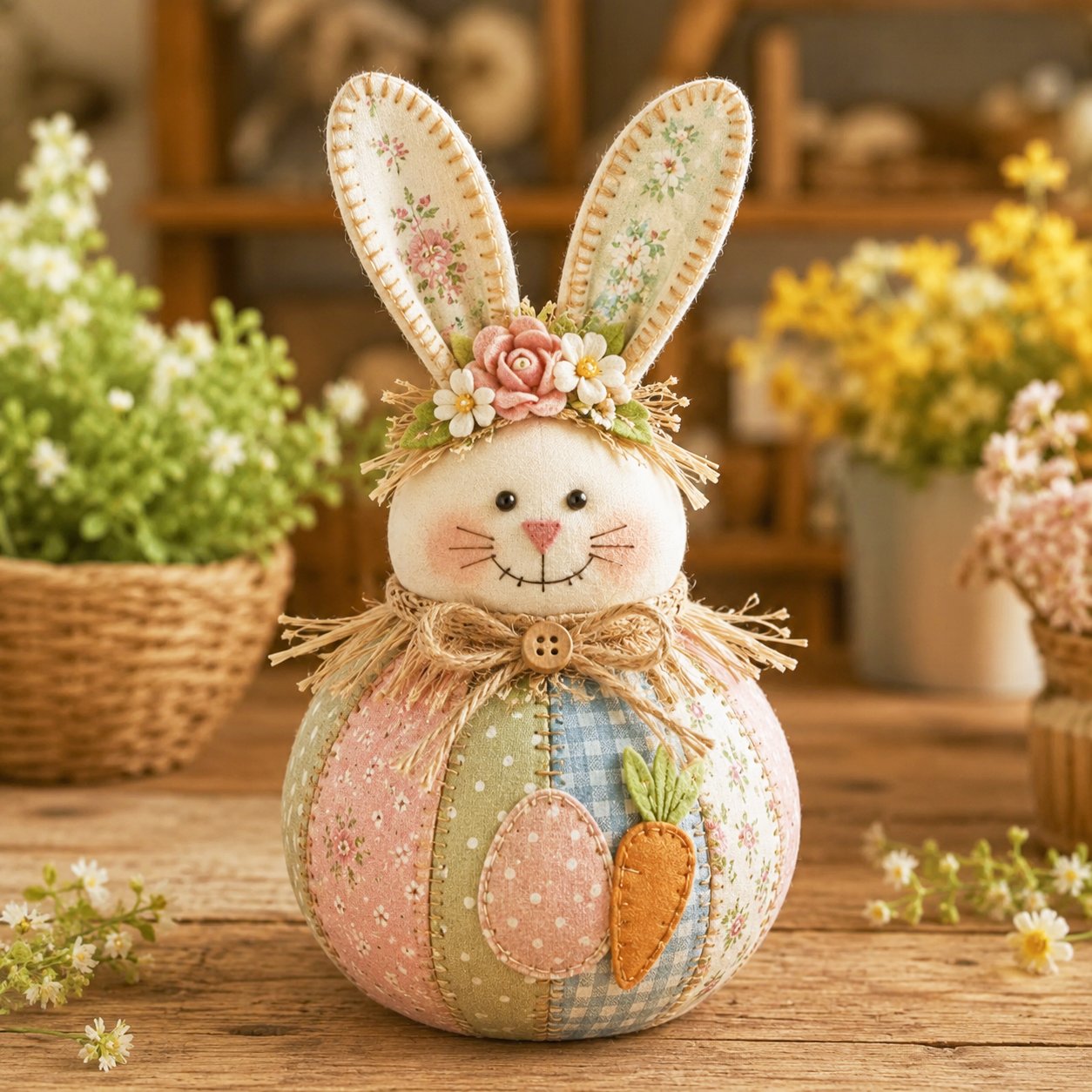 DIY Patchwork Christmas Character Doll Kit – Handmade Holiday Fabric Craft Decoration