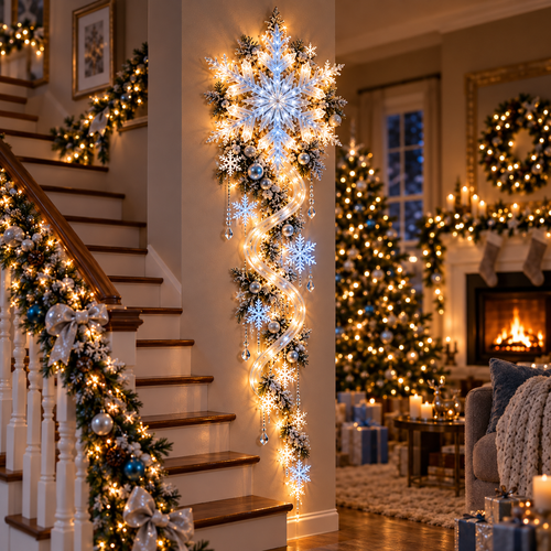 ❄️ Midnight Blizzard Trail™ Giant Snowflake Wall Light