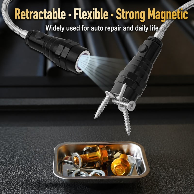 🔦🧲 USB Rechargeable LED Magnetic Pickup Tool with Flexible Neck
