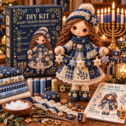 🕎🧵 Hanukkah DIY Patchwork Doll Kit – Handmade Festival of Lights Keepsake