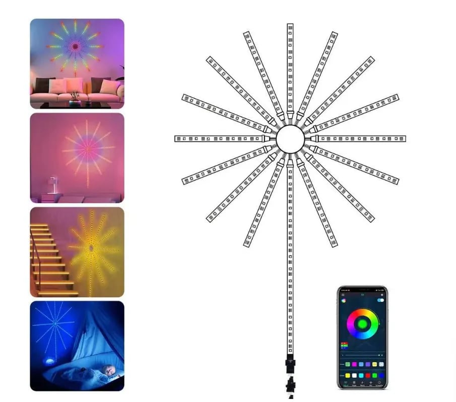 🎆 Smart RGB Firework LED Lights – App & Remote Controlled Music Sync Decorative Fairy Lights