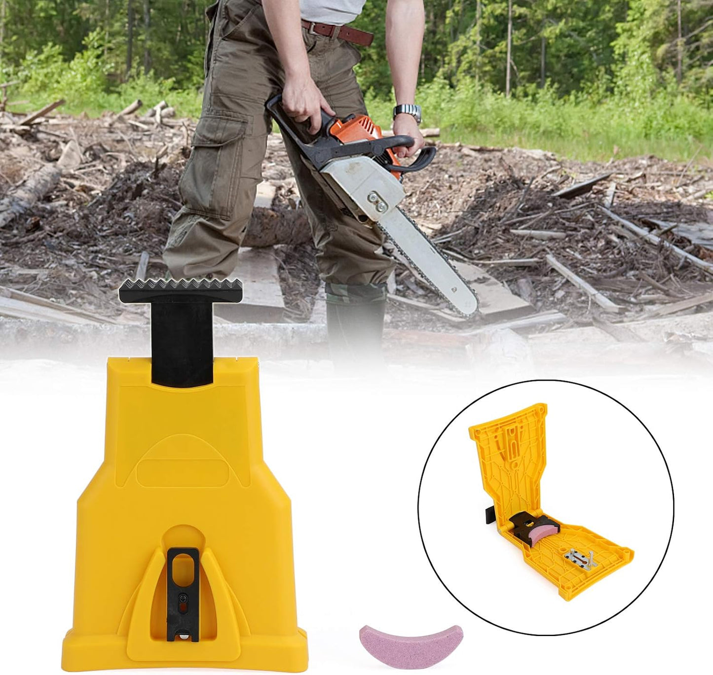 🪵🪓 Portable Chainsaw Sharpener Kit – Fast On-Saw Sharpening with Spare Whetstone
