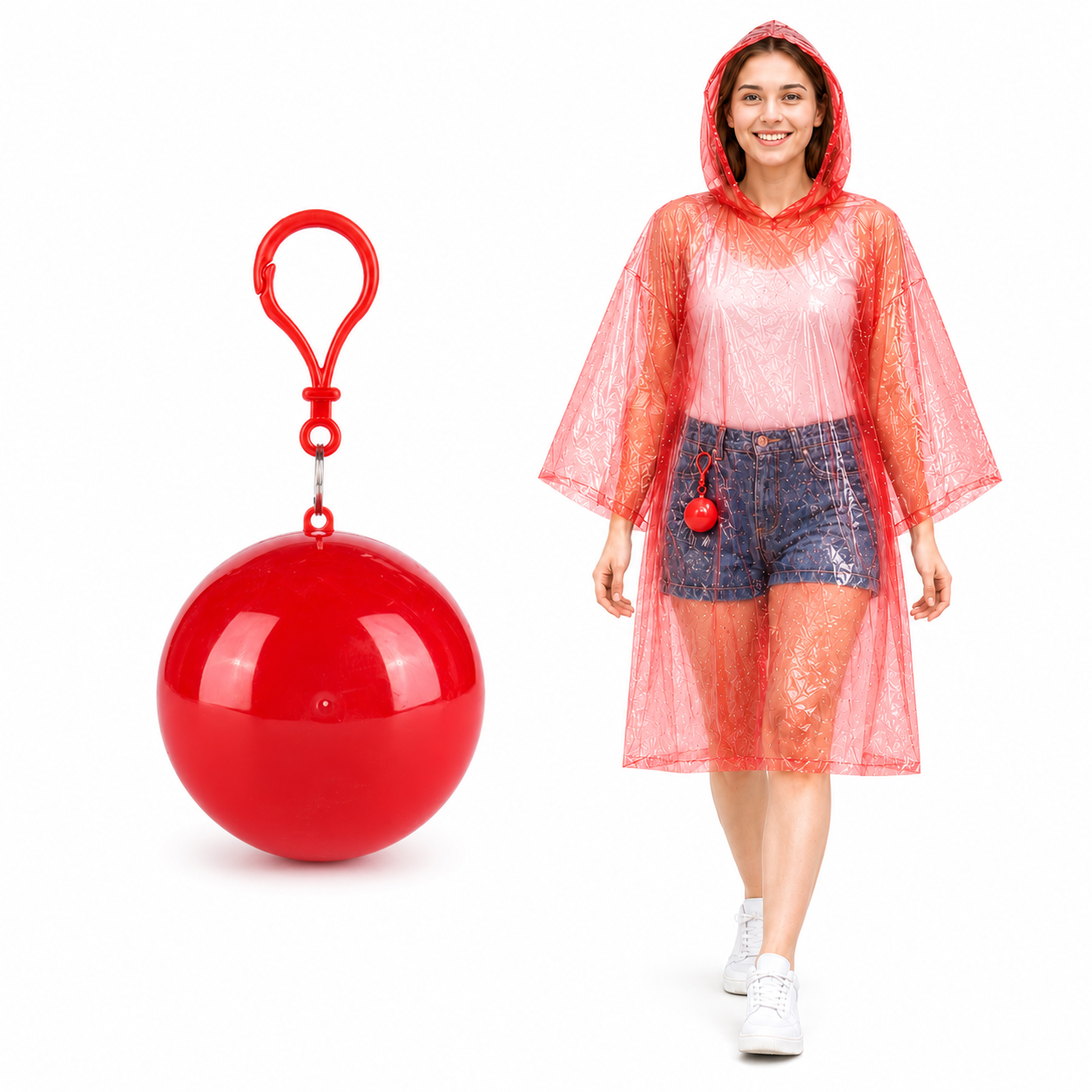 BUY 1 GET 1 FREE🔥Pocket-Size Rain Poncho with Clip-On Storage Ball