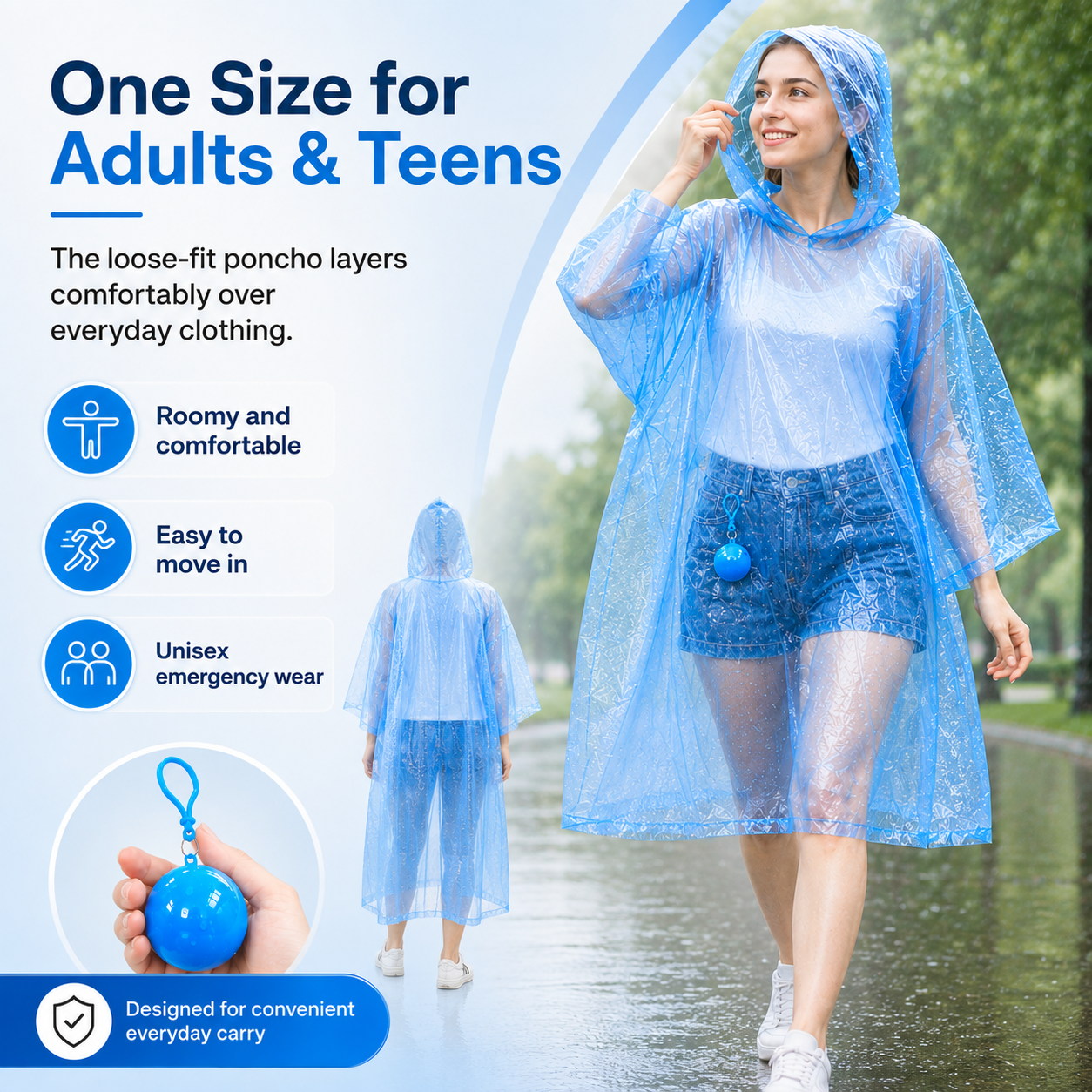 BUY 1 GET 1 FREE🔥Pocket-Size Rain Poncho with Clip-On Storage Ball