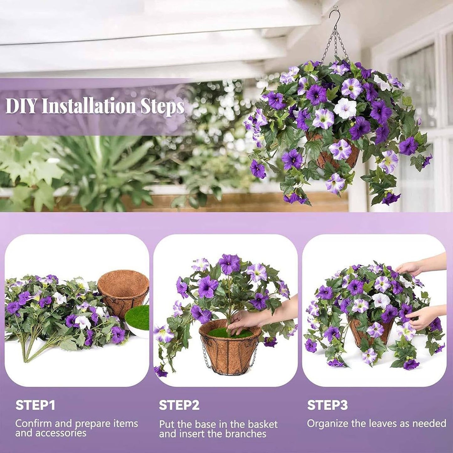 Outdoor Artificial Petunia Flowers Decor (2Pcs)