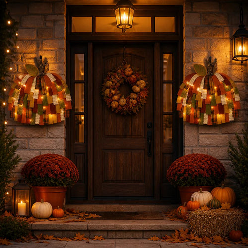 🎃Handmade Patchwork Pumpkin Door Hanger for Fall & Thanksgiving Decor🍂