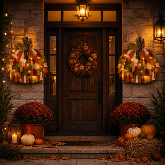 🎃Handmade Patchwork Pumpkin Door Hanger for Fall & Thanksgiving Decor🍂