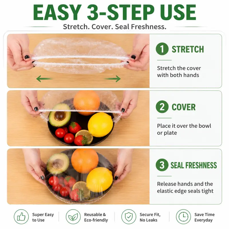 🥗 🥗 100PCS Ultra Stretch Food Covers | Keep Every Meal Fresh Longer🥡