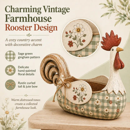 🔥🐓 Vintage Rooster Utensil Holder – Rustic Farmhouse Kitchen Décor & Storage
