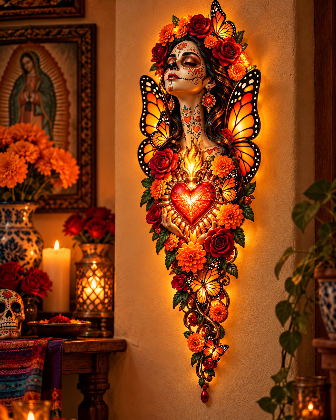 🕯️💀 Día de los Muertos Memorial Wall Light – Forever in Our Hearts, Always in the Glow ❤️