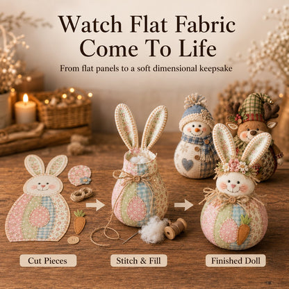 DIY Patchwork Christmas Character Doll Kit – Handmade Holiday Fabric Craft Decoration