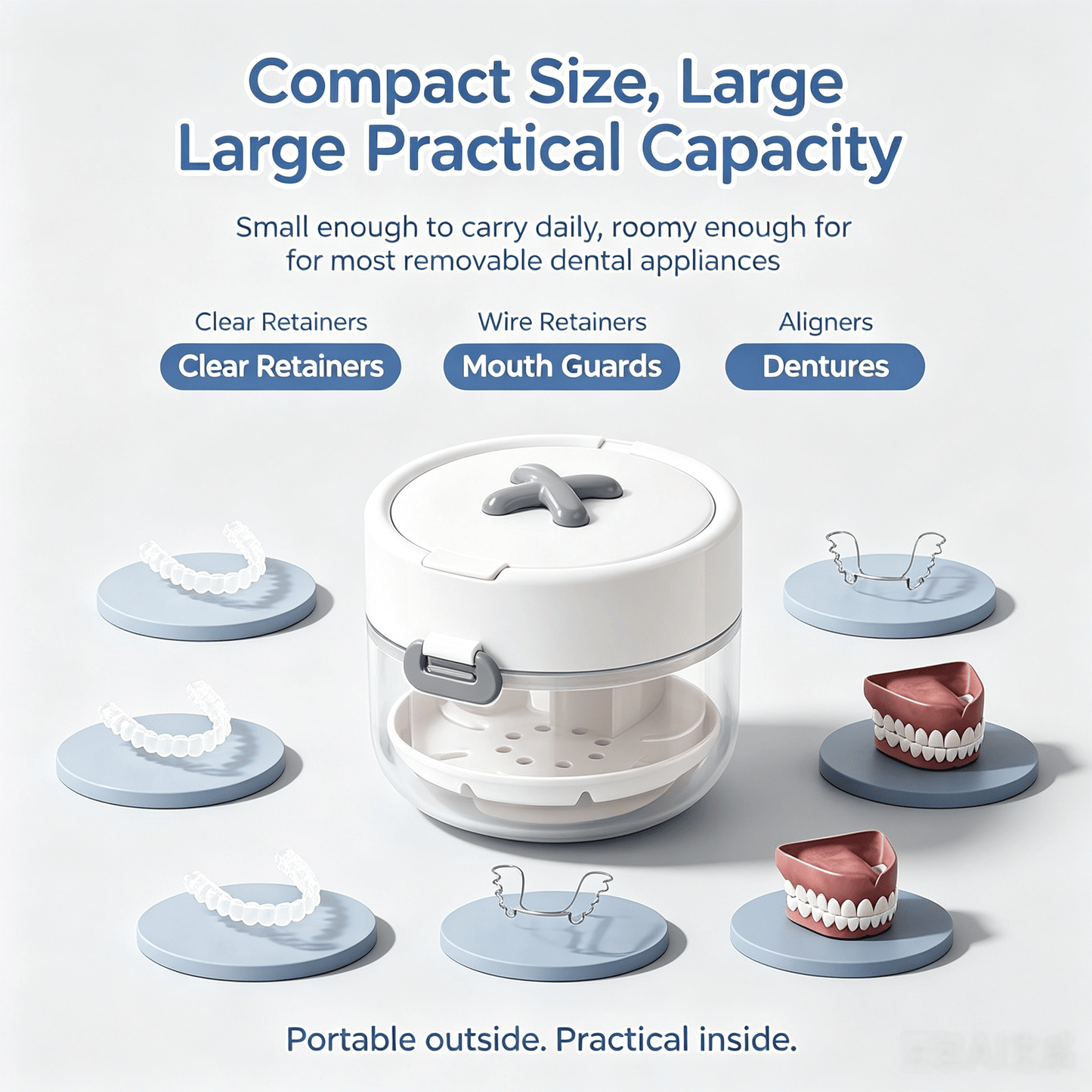 🦷✨3-in-1 Retainer & Denture Cleaning Case- Clean, Soak & Store Your Dental Appliances In One Compact Case