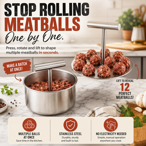 🥩 Stainless Steel Meatball Maker – Make 6 or 12 Perfect Meatballs at Once