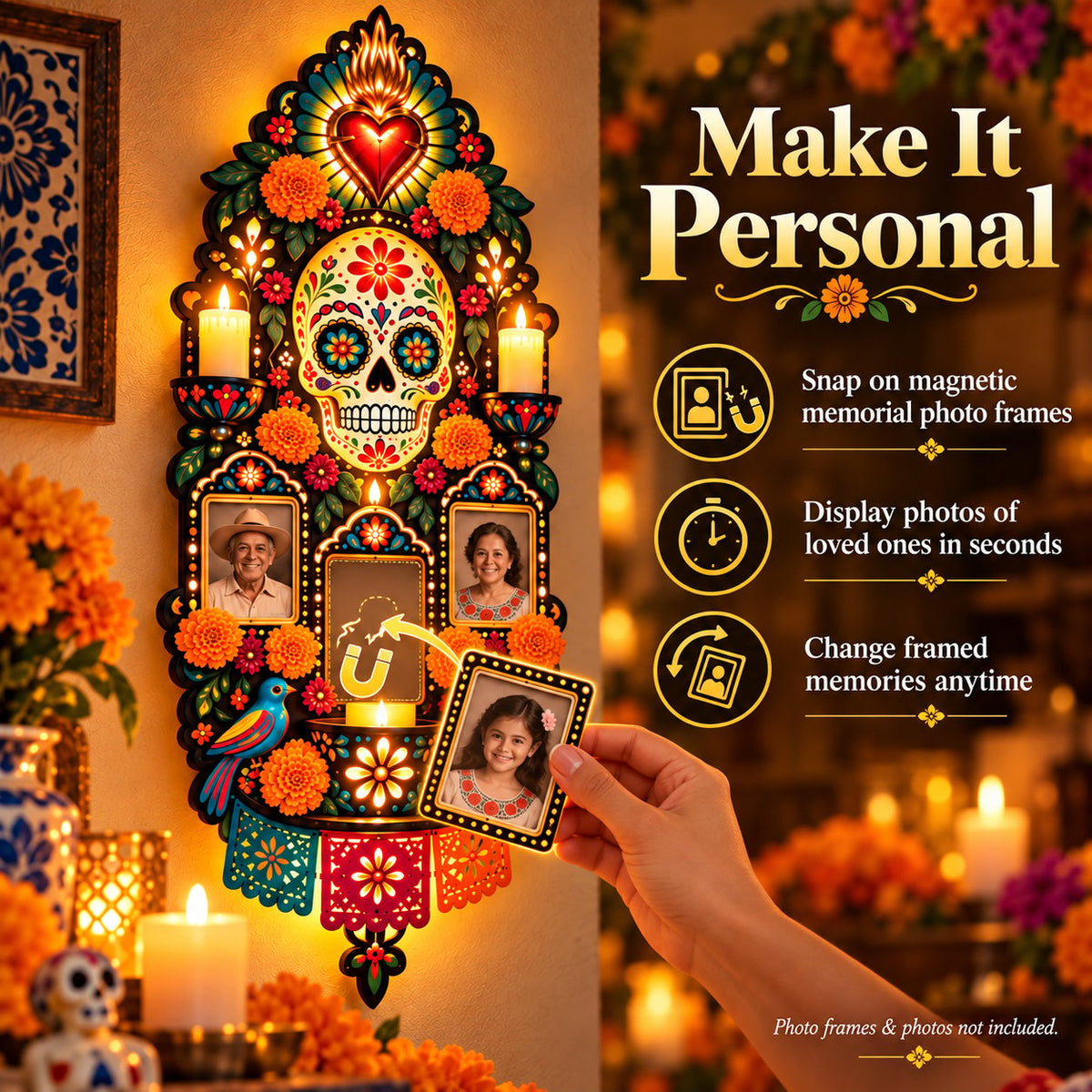 🕯️💀 Día de los Muertos Memorial Wall Light – Forever in Our Hearts, Always in the Glow ❤️