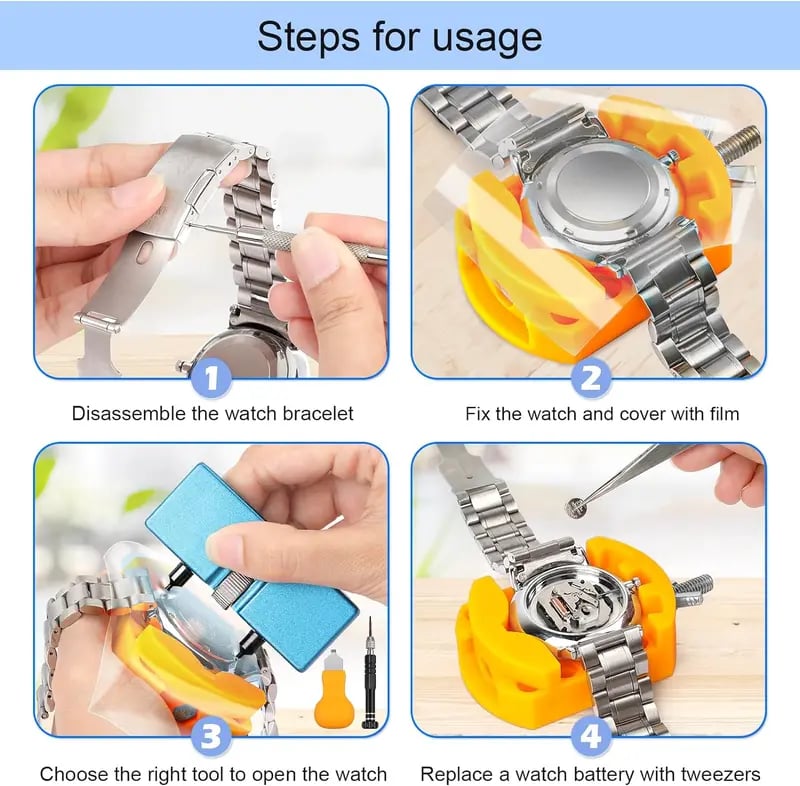 ⌚ All in One Watch Battery Replacement Kit Professional Repair Tool Set Easy DIY Fix