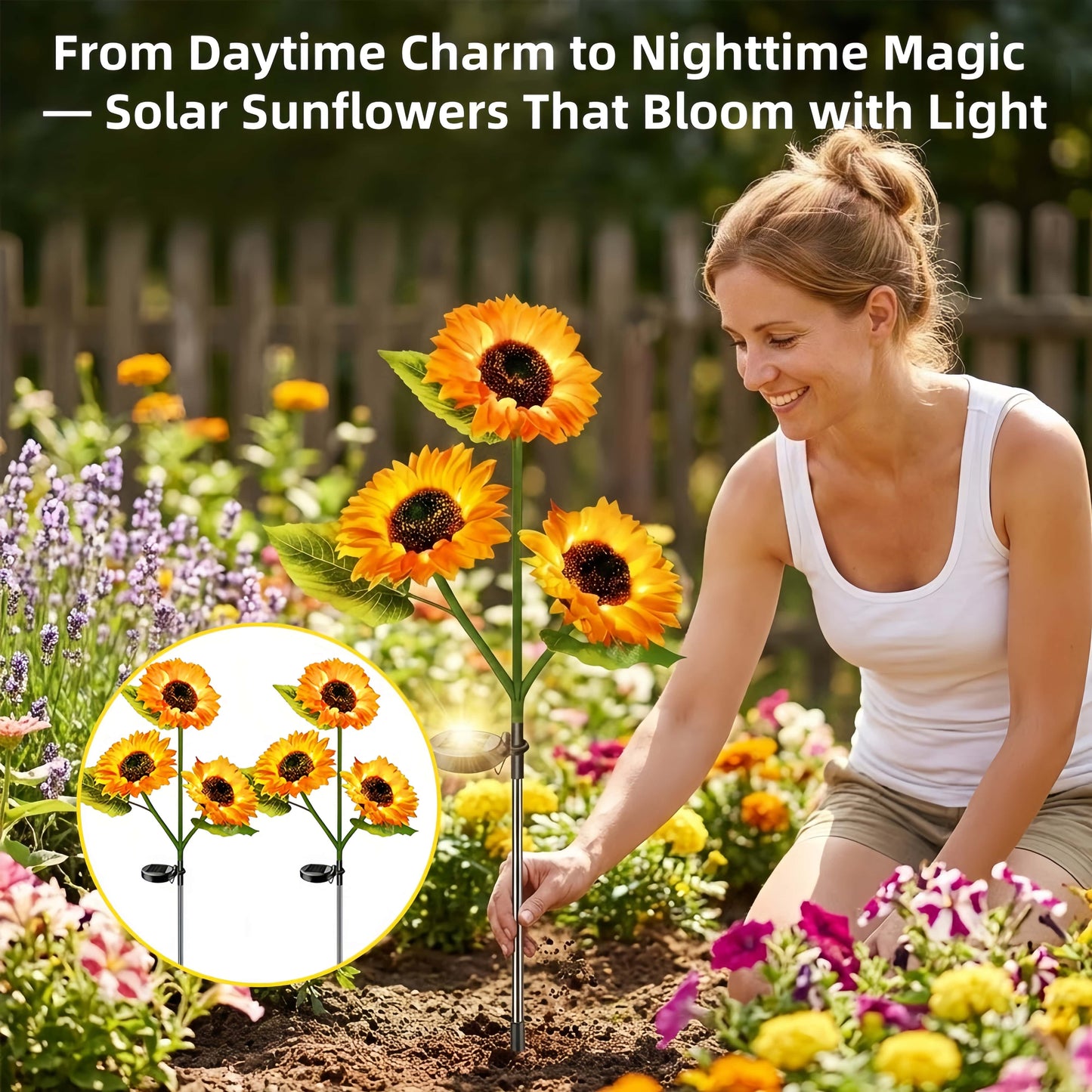 🌻 Solar Powered Sunflower Garden Lights – 2 Pack