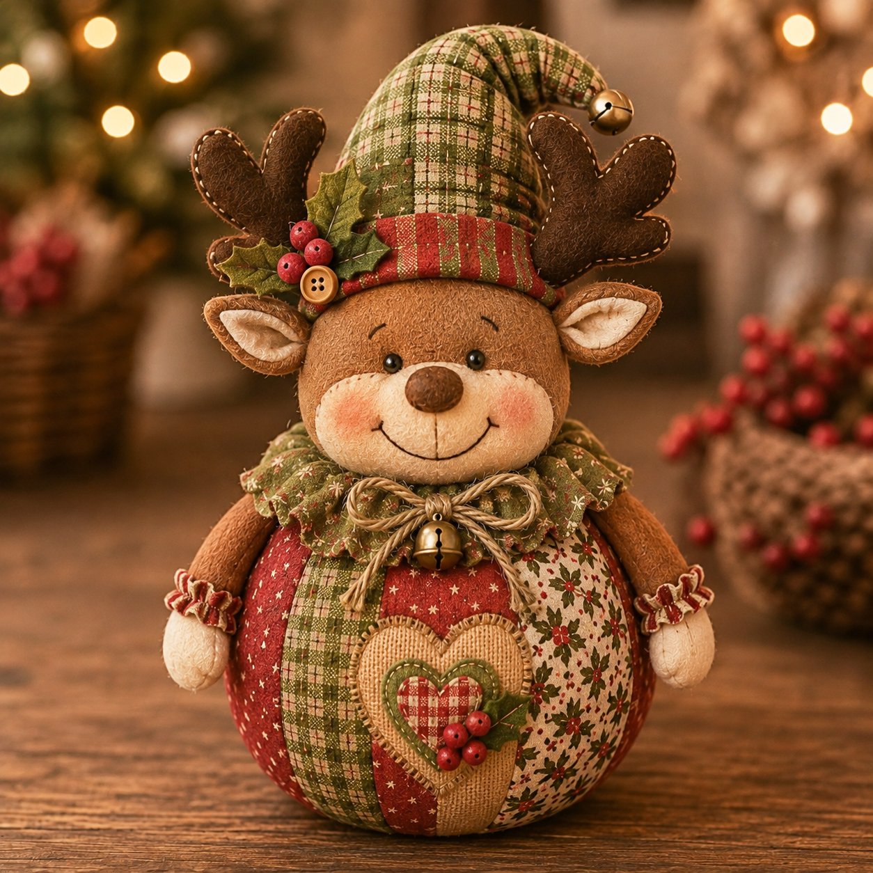 DIY Patchwork Christmas Character Doll Kit – Handmade Holiday Fabric Craft Decoration