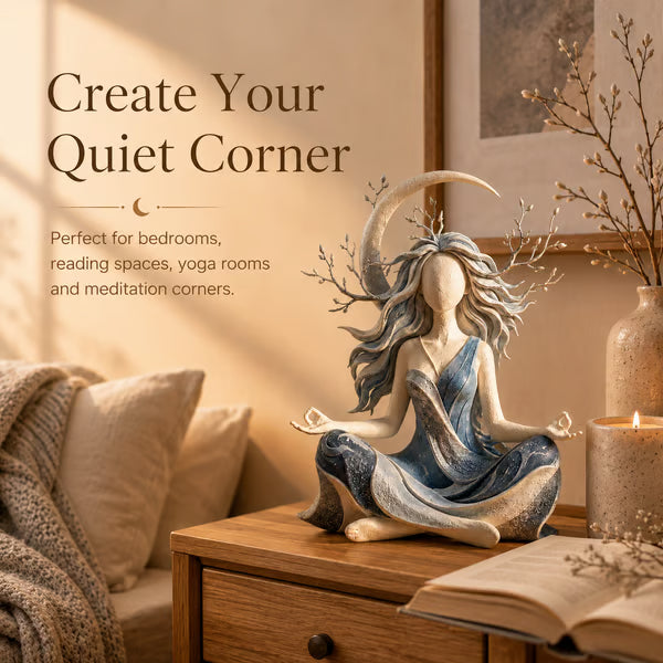 🧘Crescent Moon Serenity Sculpture – Hand-Painted Nature Figurine For Peaceful Spaces