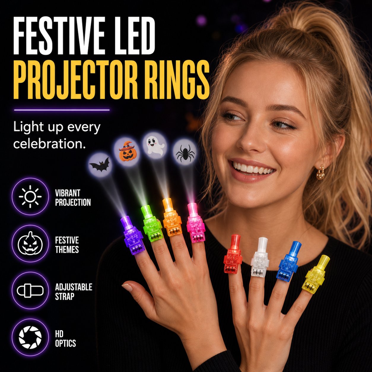 🎃 Tiny Ring, Big Halloween Magic – Fingertip Projection Light