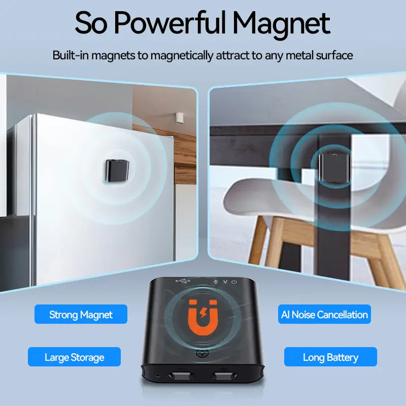 🎙️ AI Magnetic Mini Voice Recorder – Noise Reduction & Voice Activation
