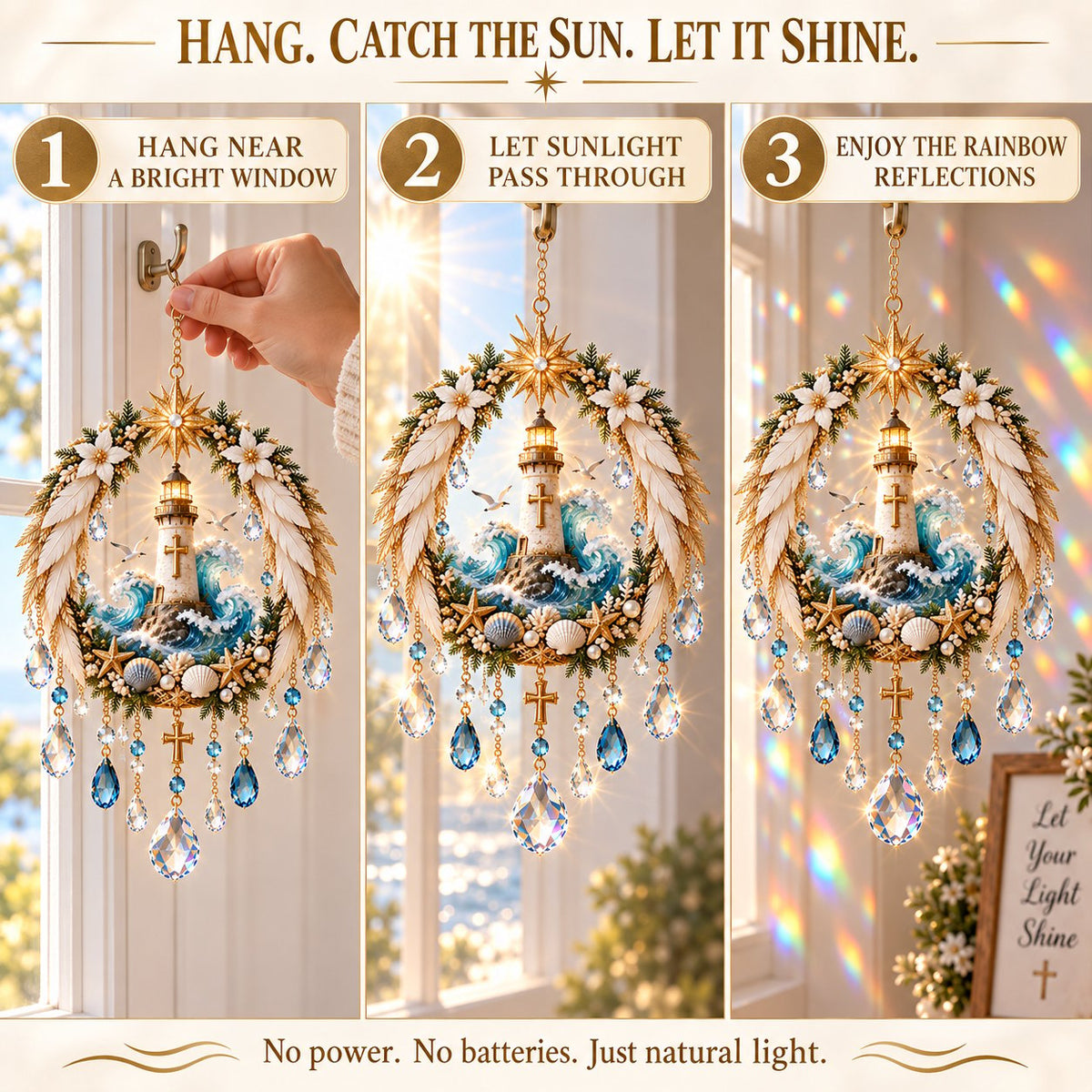 ✝️ Faith & Light Crystal Suncatcher – 5 Christian Window Designs ✨
