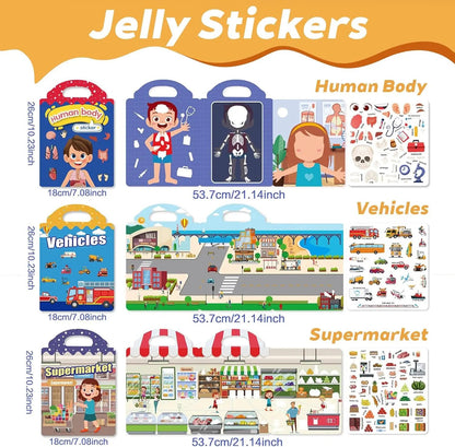 🧠📚 Reusable Silicone Sticker Activity Book for Toddlers 2–5🦖🎨
