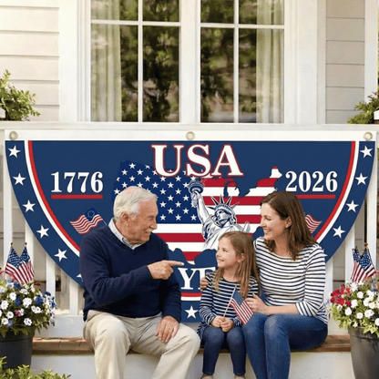 🎆 USA 250th Anniversary Half Fan Flag 1776–2026 Patriotic Bunting Banner
