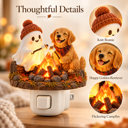 🔥 Fireside Friends™ | Flickering Campfire Plug-In Night Light