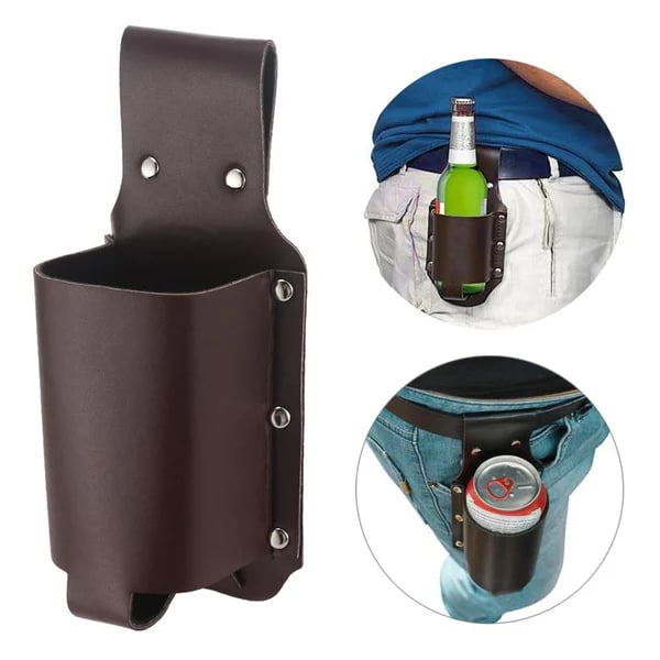 🍺 Hands-Free Beer Holster Belt – Leather Bottle Waist Holder 🥩🔥