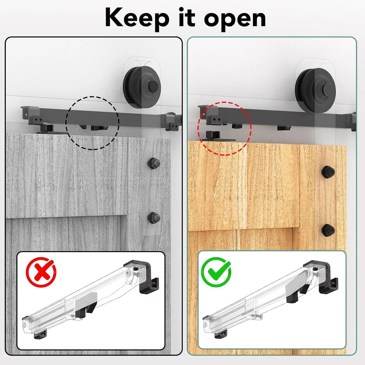 🚪 Barn Door Soft Close Kit – Hidden Damper for 88–132 lbs Flat Track Doors