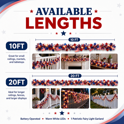 Celebrate 250 Years of Freedom with American Flag & Star Fairy Lights ✨