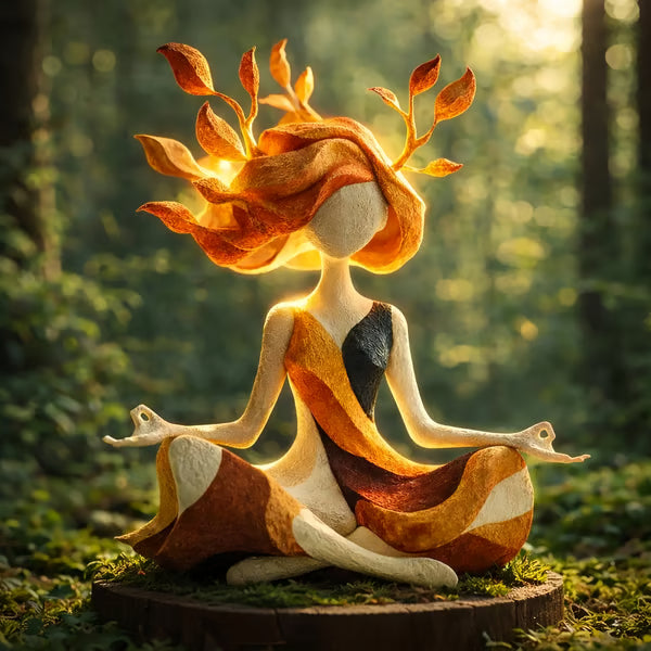 🧘Crescent Moon Serenity Sculpture – Hand-Painted Nature Figurine For Peaceful Spaces