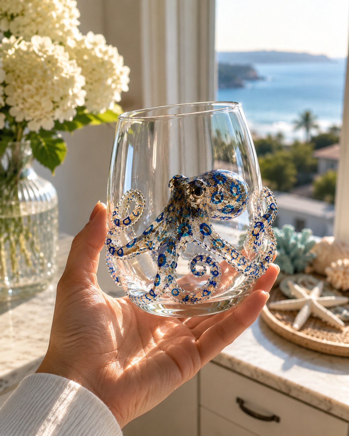 🔥Last Day 49% OFF🌊Handcrafted Blue Ringed Octopus Art Glass Cup