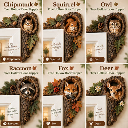 ⏰ Last Day 50% OFF 🐿️ Tree Hollow Chipmunk Door Topper – Bring Woodland Whimsy Home 🍂✨