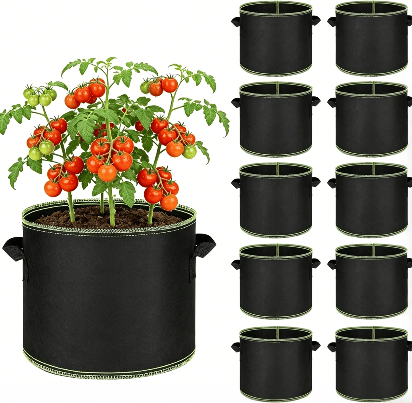 🌱🪴 Heavy-Duty Grow Bags | Aeration Fabric Pots with Handles for Vegetables, Flowers & Fruits